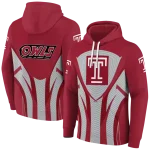 temple owls concentric lines red black hoodie best selling