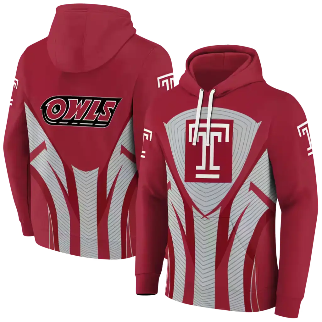 temple owls concentric lines red black hoodie fashion forward temple owls concentric lines red black hoodie fashion forward