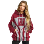 temple owls concentric lines red black hoodie best selling