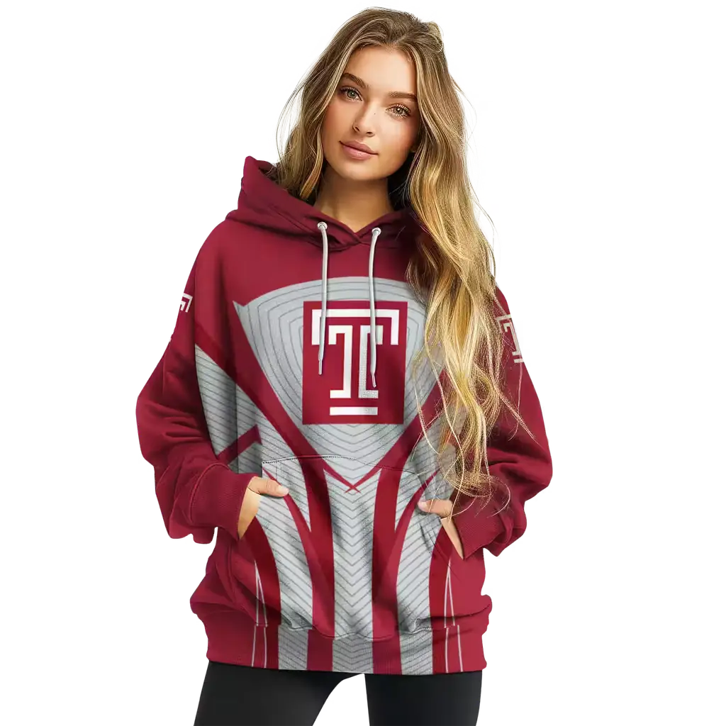 temple owls concentric lines red black hoodie high quality temple owls concentric lines red black hoodie high quality
