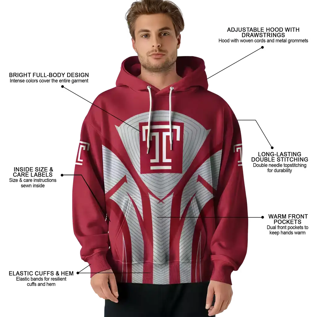 temple owls concentric lines red black hoodie latest model temple owls concentric lines red black hoodie latest model