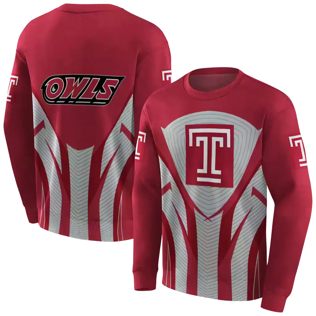 temple owls concentric lines red black hoodie premium grade temple owls concentric lines red black hoodie premium grade