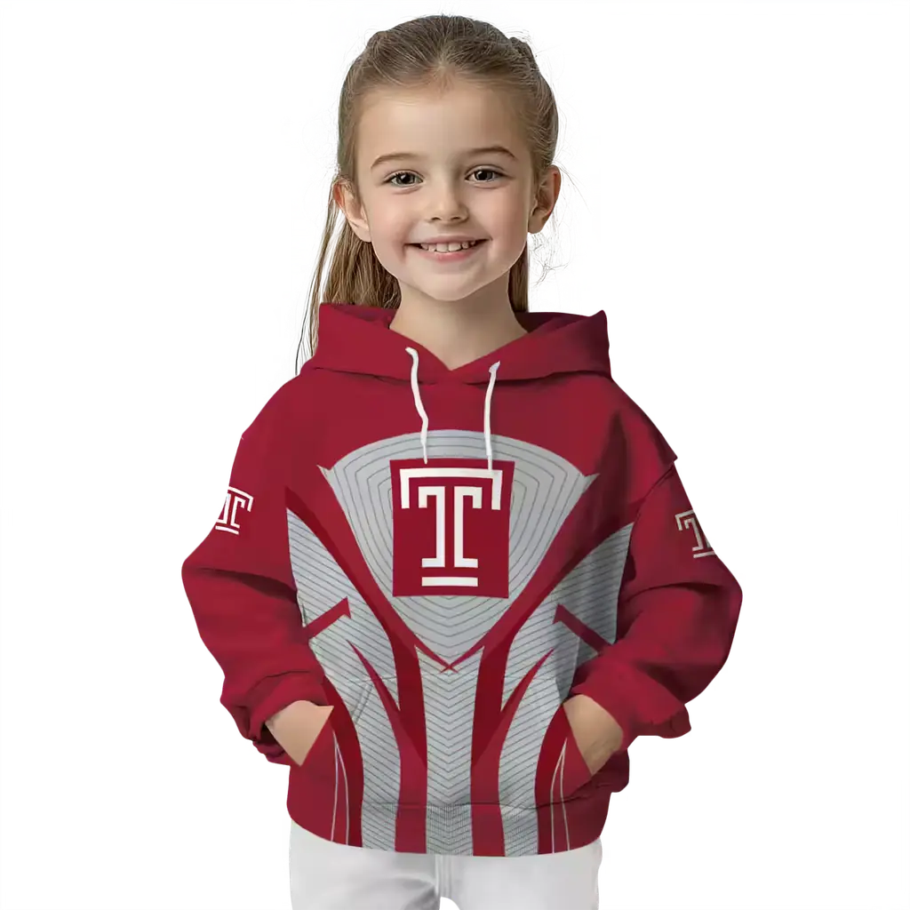 temple owls concentric lines red black hoodie top rated temple owls concentric lines red black hoodie top rated