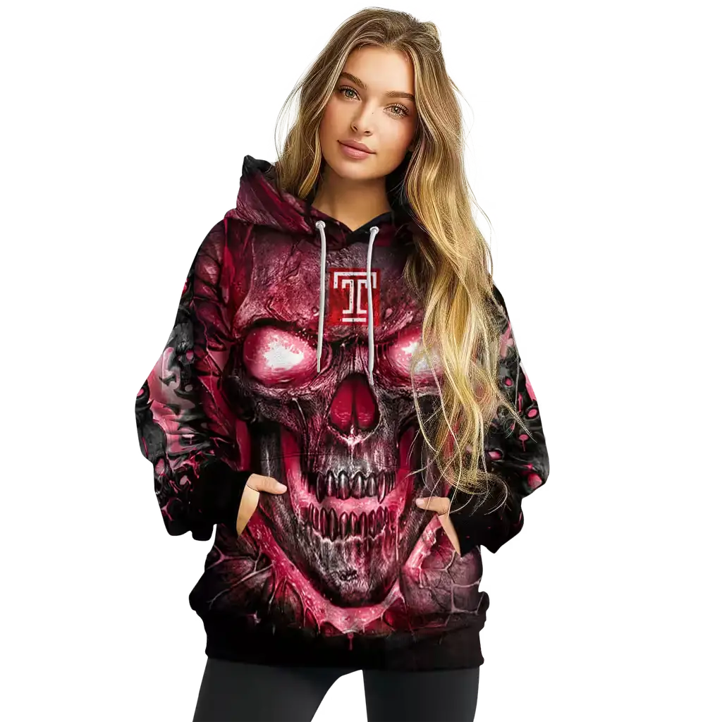 temple owls demonic skull red black hoodie high quality temple owls demonic skull red black hoodie high quality