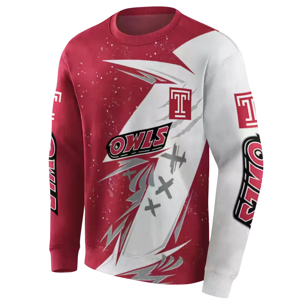 temple owls dynamic slash red white hoodie new arrival temple owls dynamic slash red white hoodie new arrival