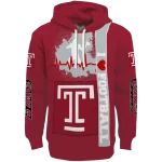 temple owls football heartbeat red hoodie best selling