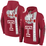 temple owls football heartbeat red hoodie best selling