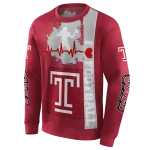 temple owls football heartbeat red hoodie best selling