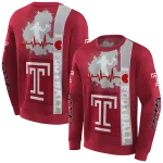 temple owls football heartbeat red hoodie best selling