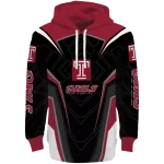 temple owls futuristic pattern red black hoodie best selling