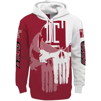 temple owls graphic punisher red white hoodie best selling