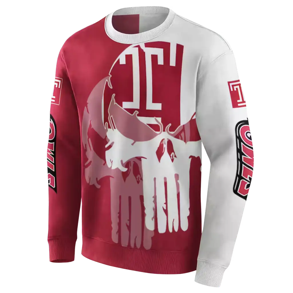 temple owls graphic punisher red white hoodie new arrival temple owls graphic punisher red white hoodie new arrival