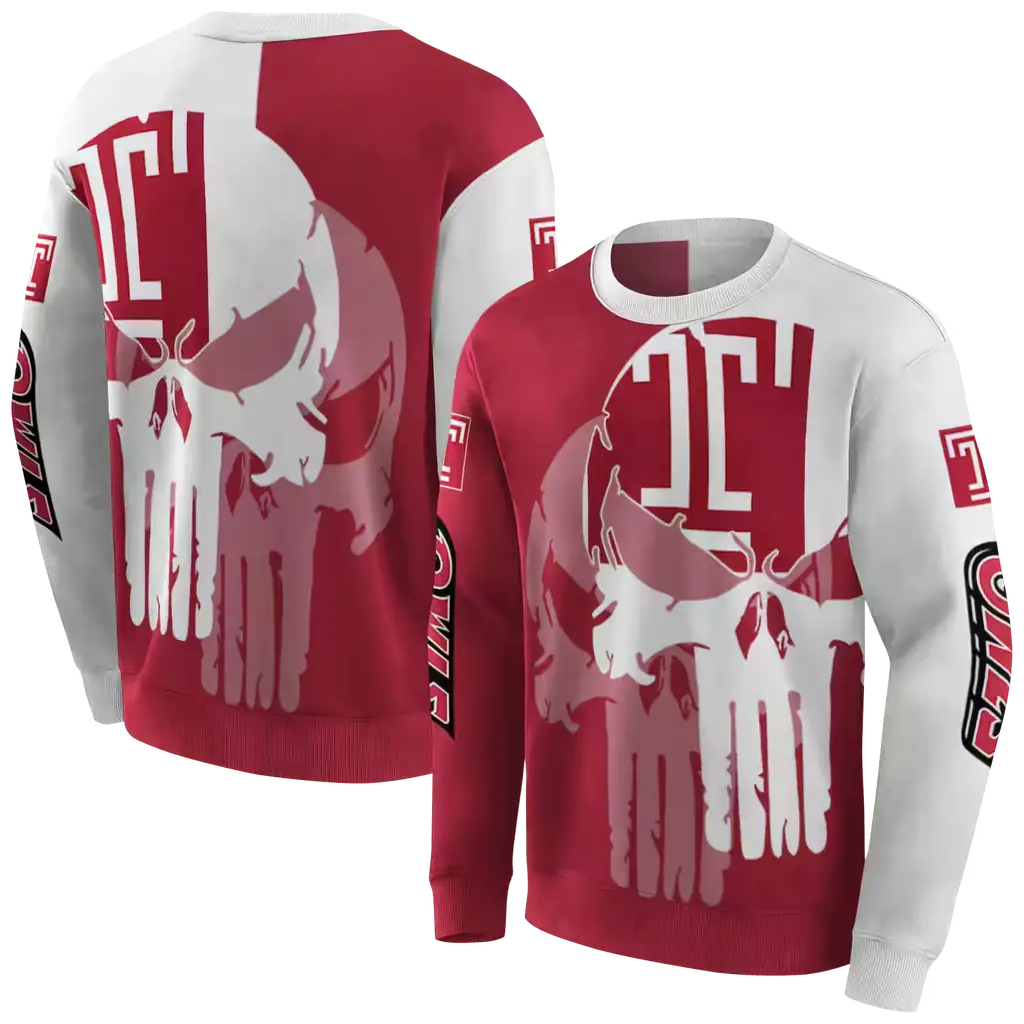 temple owls graphic punisher red white hoodie premium grade temple owls graphic punisher red white hoodie premium grade