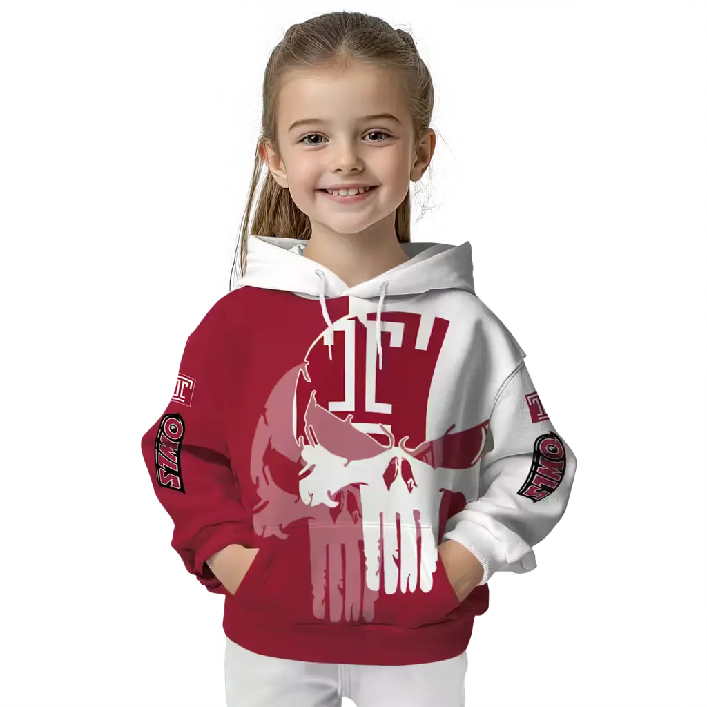 temple owls graphic punisher red white hoodie top rated temple owls graphic punisher red white hoodie top rated