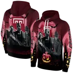 temple owls halloween vibes red black hoodie best selling