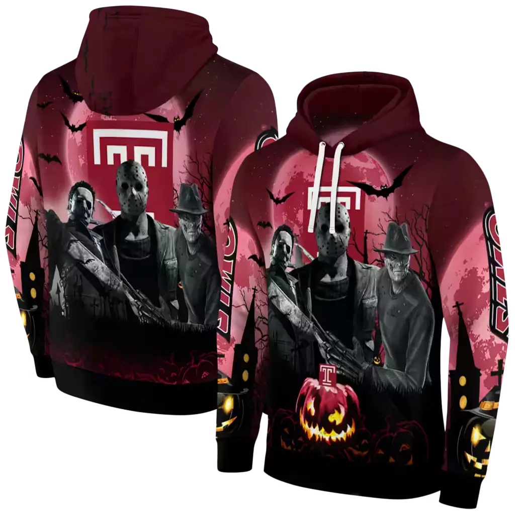 temple owls halloween vibes red black hoodie fashion forward temple owls halloween vibes red black hoodie fashion forward