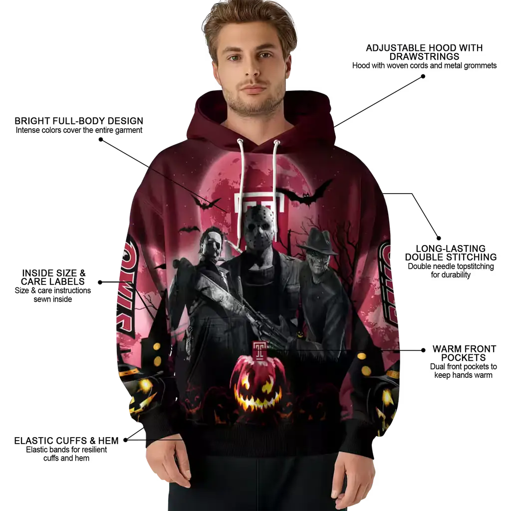 temple owls halloween vibes red black hoodie latest model temple owls halloween vibes red black hoodie latest model