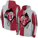 temple owls heartbeat graphic red hoodie best selling