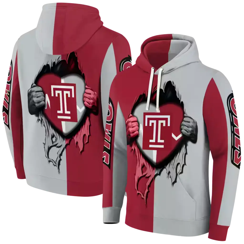 temple owls heartbeat graphic red hoodie fashion forward temple owls heartbeat graphic red hoodie fashion forward
