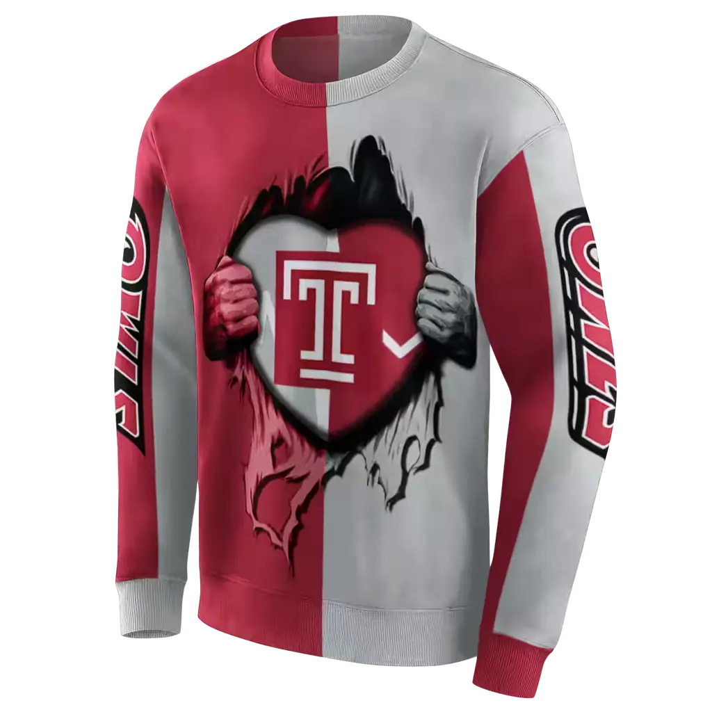 temple owls heartbeat graphic red hoodie new arrival temple owls heartbeat graphic red hoodie new arrival