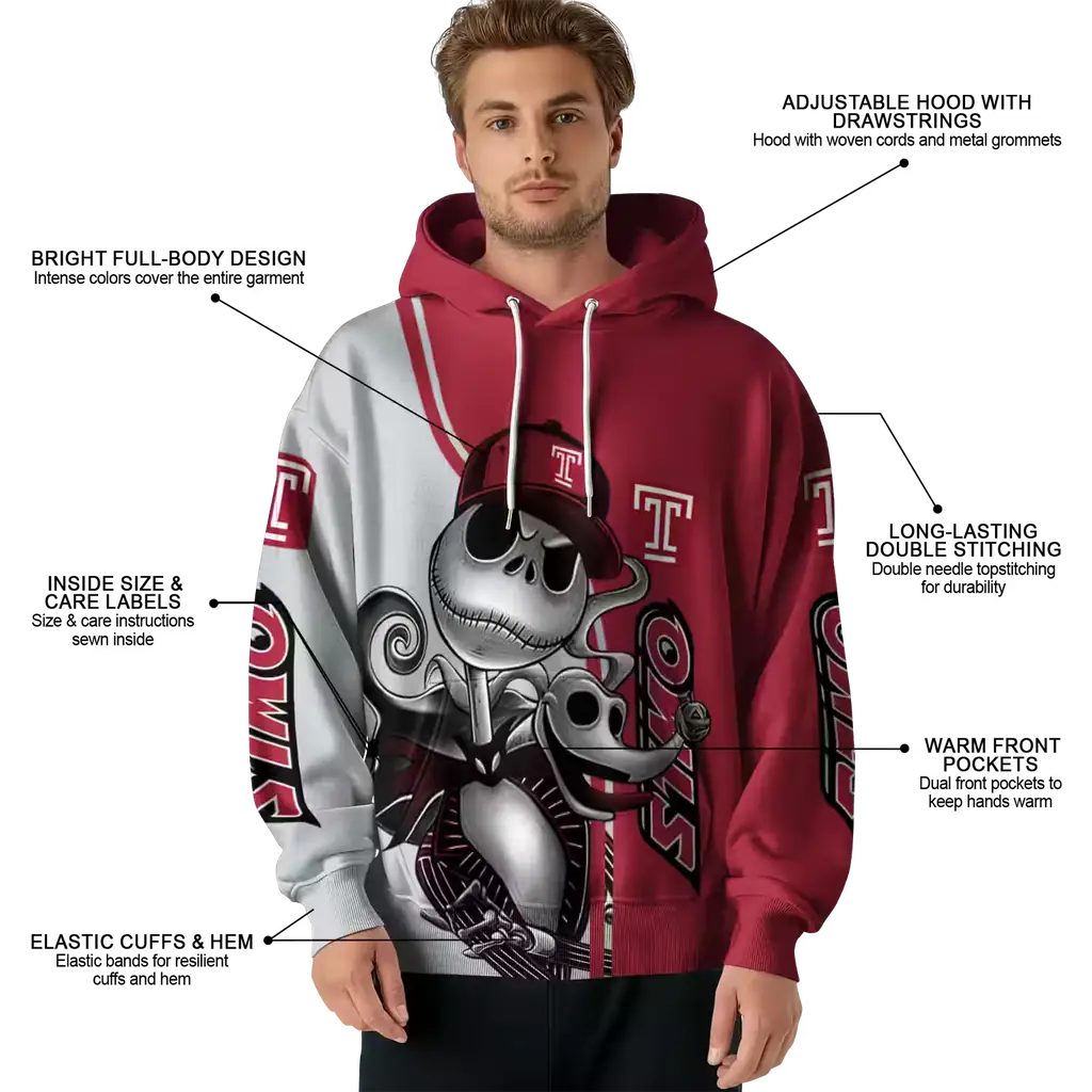 temple owls jack skellington red hoodie latest model temple owls jack skellington red hoodie latest model