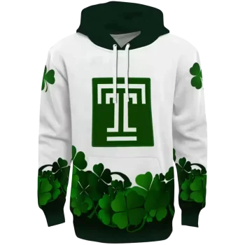 temple owls lucky motif white green hoodie best selling