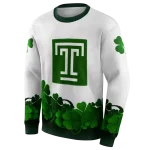 temple owls lucky motif white green hoodie best selling