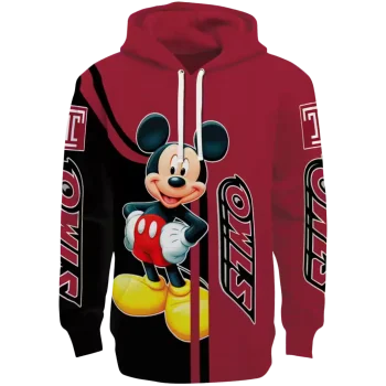 temple owls mickey mouse red black hoodie best selling
