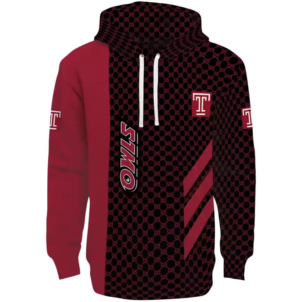 temple owls monogram pattern red hoodie best selling temple owls monogram pattern red hoodie best selling