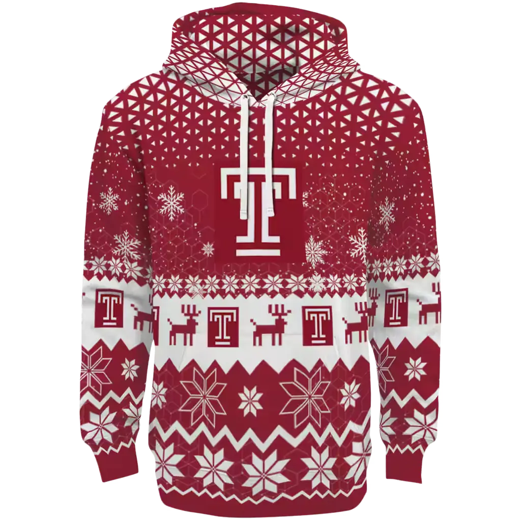 temple owls reindeer motif red hoodie best selling temple owls reindeer motif red hoodie best selling