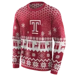 temple owls reindeer motif red hoodie best selling