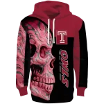 temple owls skull motif red black hoodie best selling