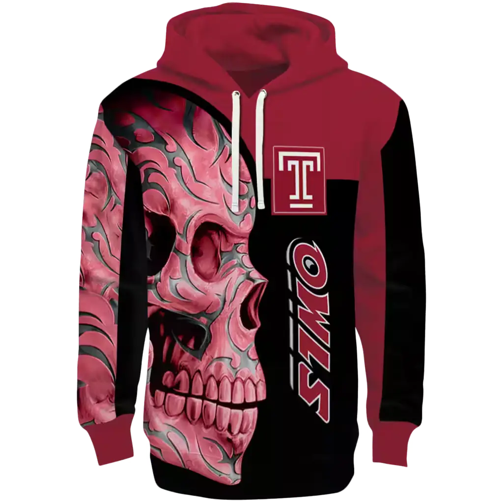 temple owls skull motif red black hoodie best selling temple owls skull motif red black hoodie best selling