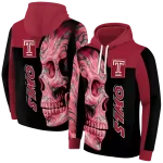 temple owls skull motif red black hoodie best selling