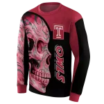 temple owls skull motif red black hoodie best selling