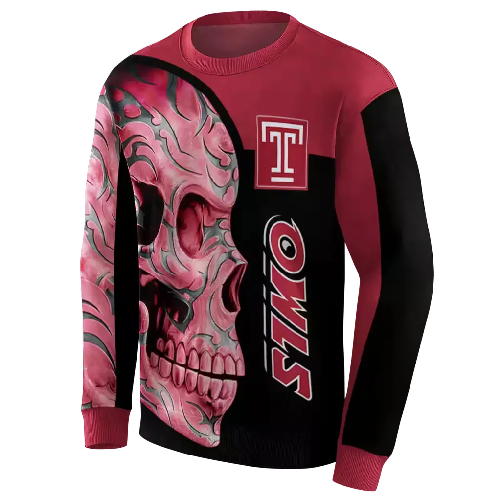 temple owls skull motif red black hoodie new arrival temple owls skull motif red black hoodie new arrival