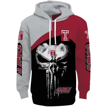 temple owls skull punisher silver black hoodie best selling