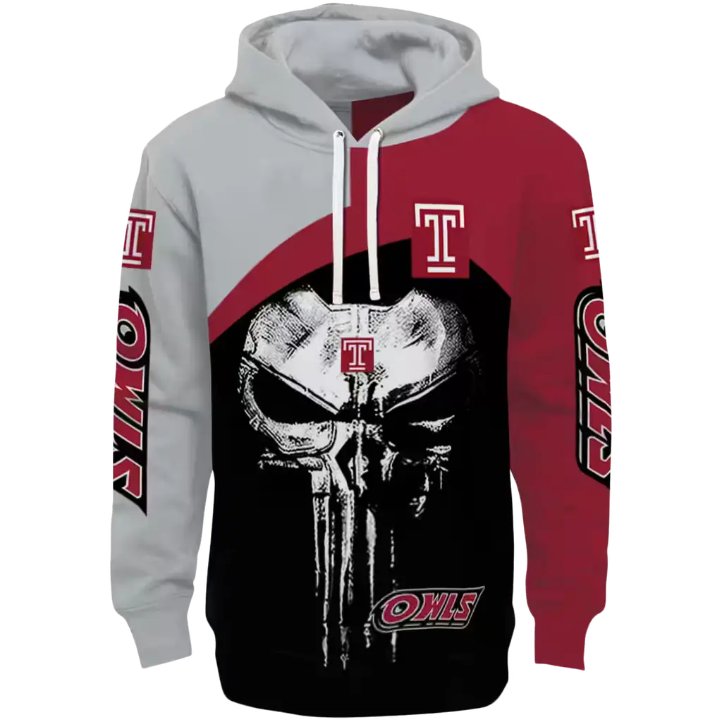 temple owls skull punisher silver black hoodie best selling temple owls skull punisher silver black hoodie best selling