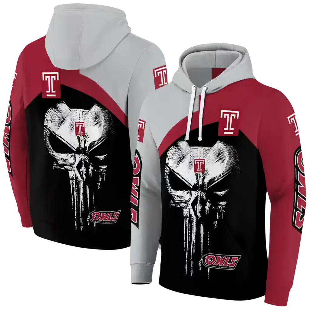 temple owls skull punisher silver black hoodie fashion forward temple owls skull punisher silver black hoodie fashion forward