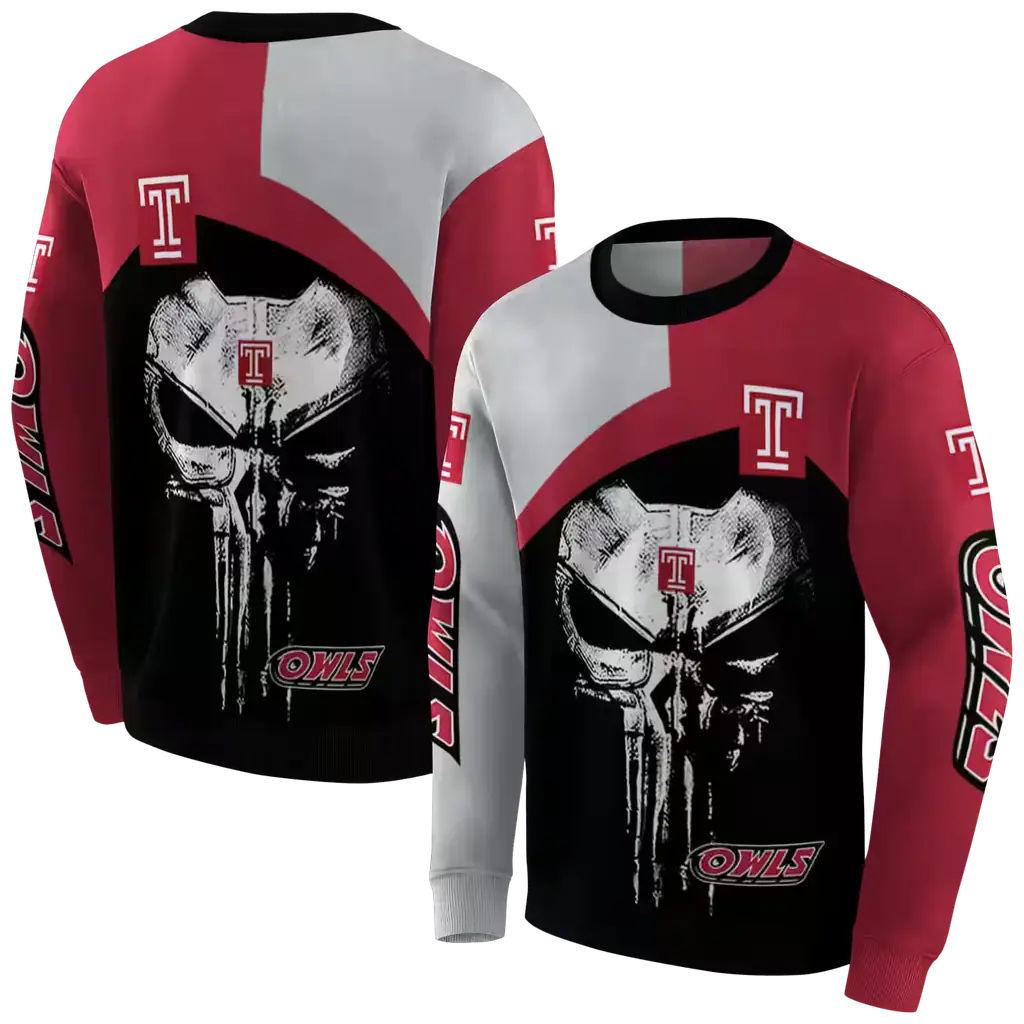temple owls skull punisher silver black hoodie premium grade temple owls skull punisher silver black hoodie premium grade