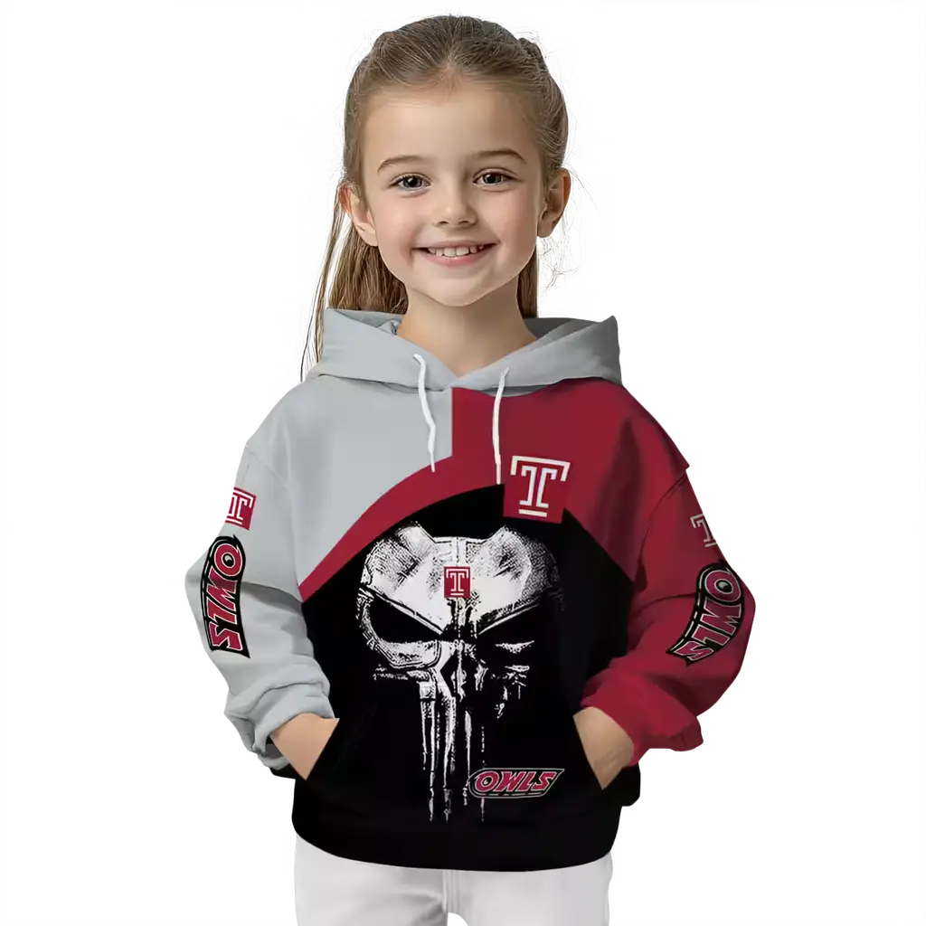 temple owls skull punisher silver black hoodie top rated temple owls skull punisher silver black hoodie top rated