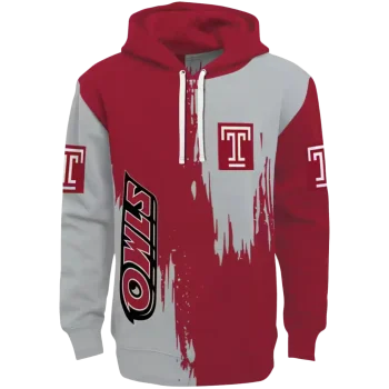 temple owls splatter effect red hoodie best selling