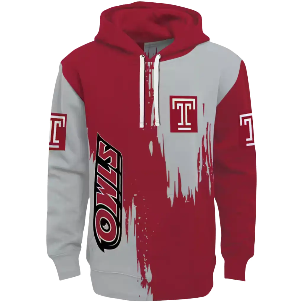 temple owls splatter effect red hoodie best selling temple owls splatter effect red hoodie best selling