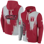 temple owls splatter effect red hoodie best selling