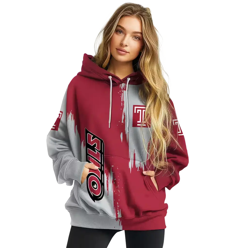 temple owls splatter effect red hoodie high quality temple owls splatter effect red hoodie high quality
