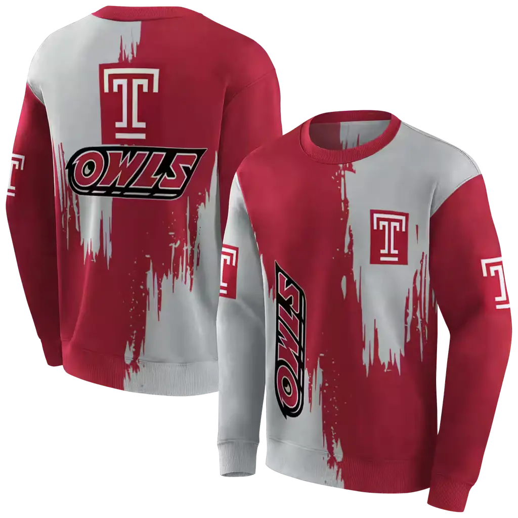 temple owls splatter effect red hoodie premium grade temple owls splatter effect red hoodie premium grade