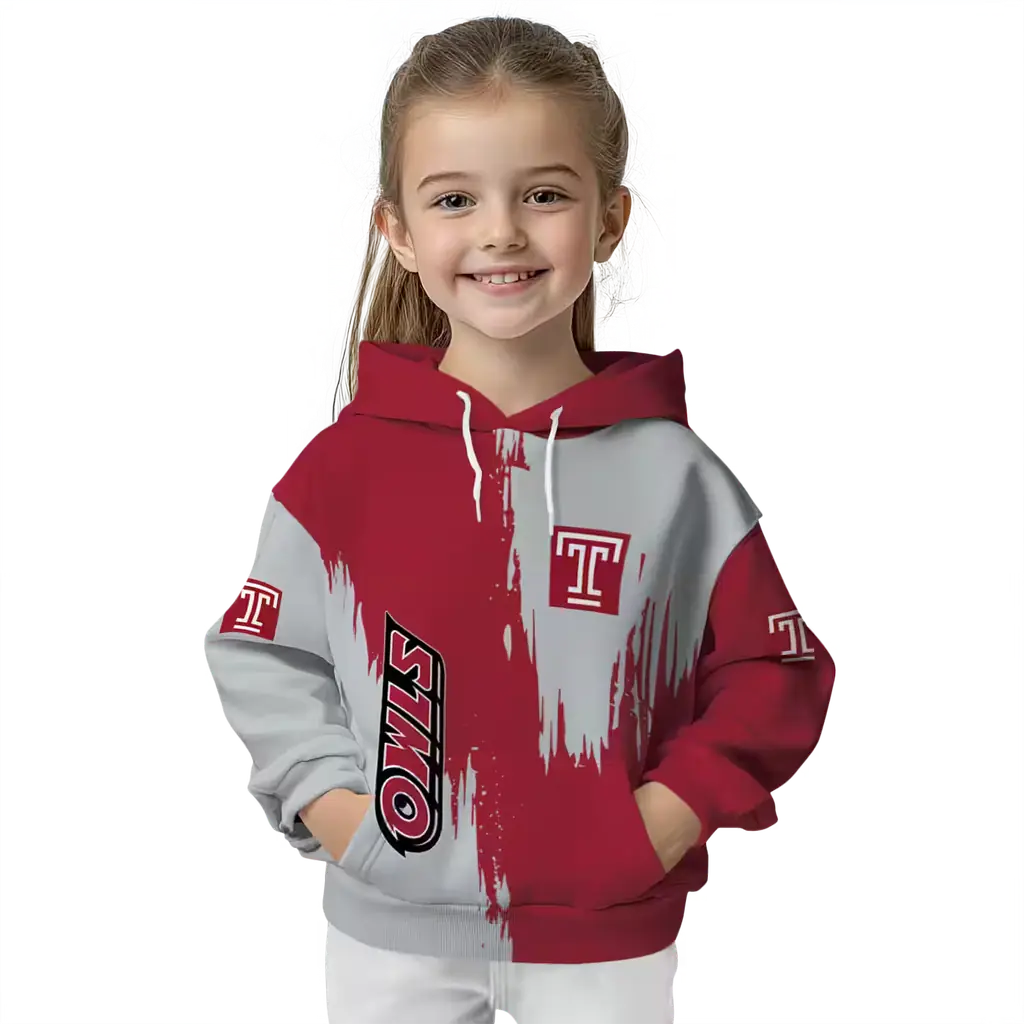 temple owls splatter effect red hoodie top rated temple owls splatter effect red hoodie top rated