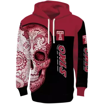 temple owls sugar skull red black hoodie best selling