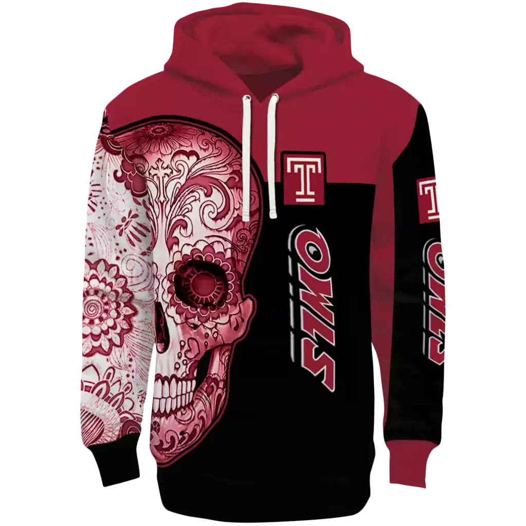temple owls sugar skull red black hoodie best selling temple owls sugar skull red black hoodie best selling