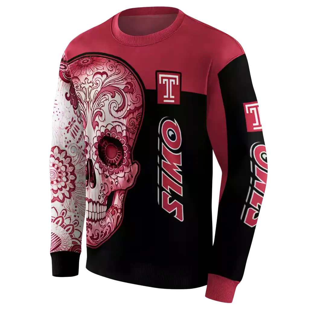 temple owls sugar skull red black hoodie new arrival temple owls sugar skull red black hoodie new arrival